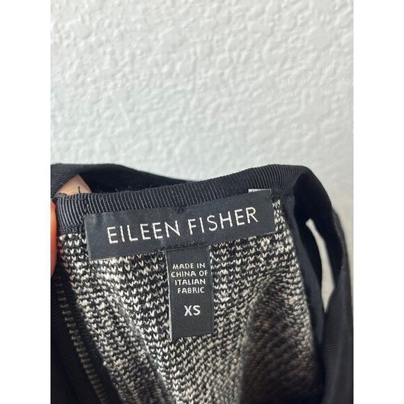 Eileen Fisher Boucle Tweed Sheath Dress Ponte Panels Size XS Black Career Chic - Picture 6 of 9